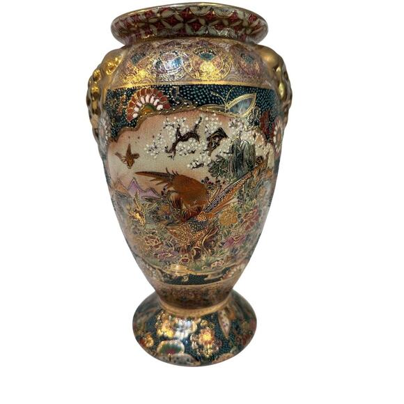 Vintage Rare Japanese Satsuma Hand Painted Porcelain Vase - Picture 1 of 10